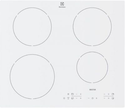 Встраиваемаяповерхность индукц. Electrolux-BI Тип	индукционная Высота, см	5.5 Ширина, см	59 Глубина, см	52 Размеры ниши, см	5.5 x 56 x 49 Количество уровней мощности	14 конфорки Количество конфорок	4 Общая мощность конфорок, кВт	7.4 Индукционных конфорок	4 варочные зоны Левая дальняя, кВт / мм	1.8-2.8 / 180 Левая ближняя, кВт / мм	2.3-3.7 / 210 Правая дальняя, кВт / мм	1.8-2.8 / 180 Правая ближняя, кВт / мм	1.4-2.5 / 145 дизайн Материал поверхности	стеклокерамика Цвет	белый Особенности дизайна	без рамки Переключатели	сенсорные функционал Таймер	с отсчетом времени, со звуковым сигналом Индикация остаточного тепла	Да Функция Stop&Go	Да Автоматика закипания	Да Функция PowerBoost	Да Автоматическое определение посуды	Да Защита от детей	Да Автоматическое отключение	Да технические характеристики Мощность подключения, Вт	7400 Напряжение, В	220-240 Частота, Гц	50/60 Длина сетевого шнура, м	1.5 дополнительные характеристики Гарантия, год	1 Страна-производитель	Германия (EHH 96340 IW) Изображение №1